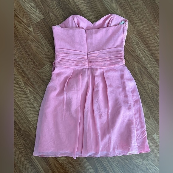 Davids Bridal Dress Strapless Crinkle Chiffon Cascade Bridesmaid - Picture 5 of 11